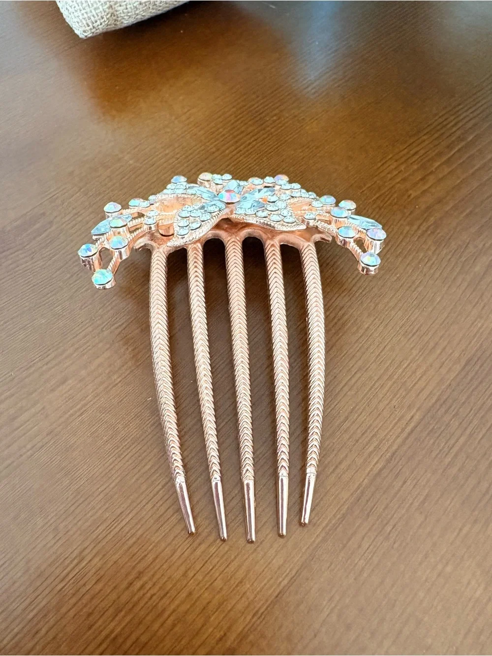 Rose Gold Crystal Hair Comb Accessory Bride Bridesmaid Prom Updo For Hair